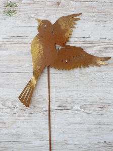 Rozsdás, arany, leszúrható, madár dekoráció 80 cm 