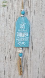 Hanging decor made of wood with the best summer holidays inscription (6x1x11 cm )