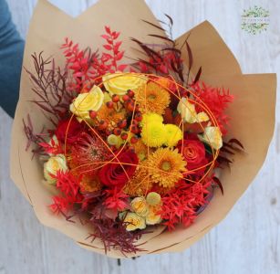 Herbststrauss in orangenen-gelben-roten Farben (16 Stücke)