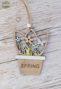 spring wooden decoration with flowers (10cm)