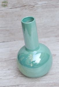 lopótök alakú modern türkiz váza (14x25cm)