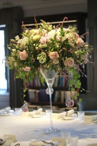 wedding centerpiece 1pc, Félix kitchen Budapest (hydrangea, rose, peony, lisianthus, pink, white)