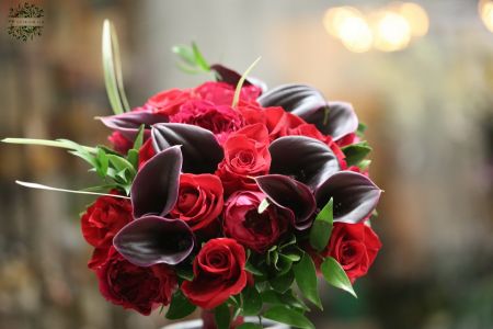 red rose, English rose, calla (30 strands)
