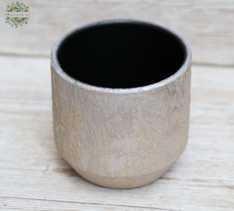 Ceramic pot, silver, 14 cm