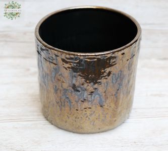 Special ceramic pot, iridescent bronze color, 20 cm