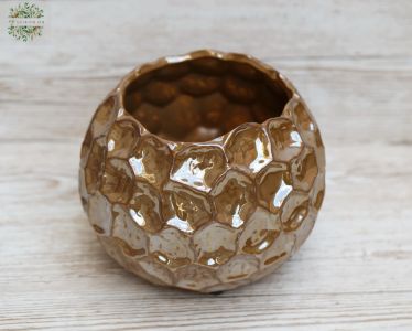 Honeycomb ceramic bowl, caramel color, 20 cm