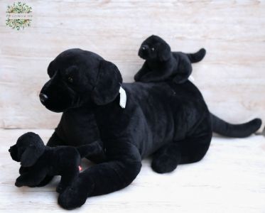 giant brown plush with labrador puppies 76cm