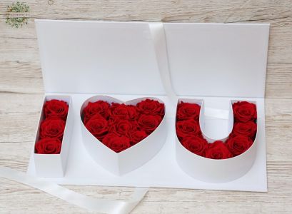 I Love U flower box with forever roses (18 stems )