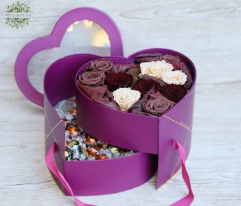 Forever rose heart box with lindt chocolate