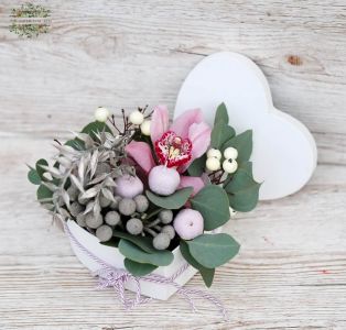 Small heart box with orchid and mini apples