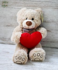 Plush teddy with heart 25cm