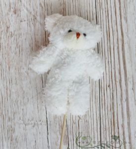 white teddy bear on stick (12cm)