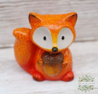 ceramic fox with acorn (11cm)
