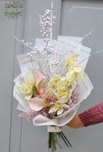 Romantic winter bouquet with orchids