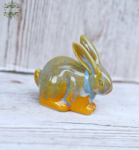Keramik braunes-türkises Kaninchen (8cm)