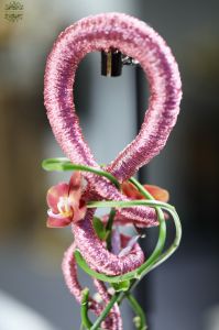 Moderner handgemachter Spiral-Brautstrauß mit Orchidee (rosa)