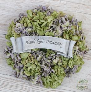 purple-green hydrangea grave decoration with ceramic inscription (21cm)