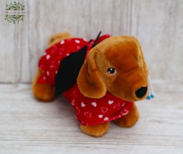 Plüschdackel im Teufelskostüm, 35 cm