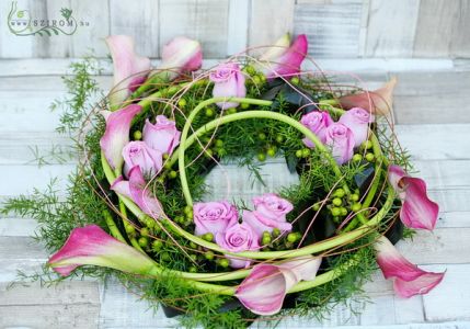 modern wreath with pink calas (37cm)