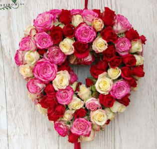 mini rózsa szív, színes (20cm)