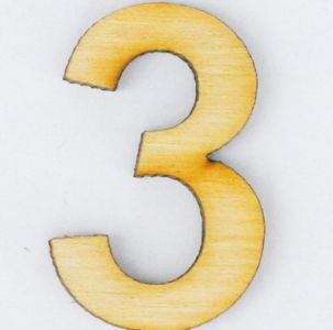 wooden number three (5cm)