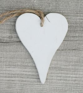 Weiße hölzerne Herz (7cm)