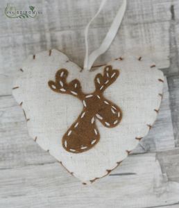 heart with deer christmass tree decoration (12 cm)