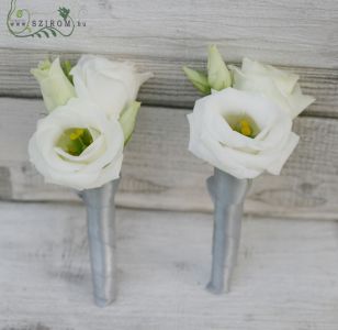 Boutonniere of lisianthus (white, silver) 1pc