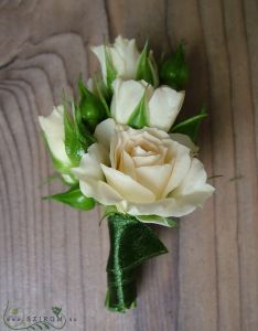 Boutonniere of spray roses (cream,white)