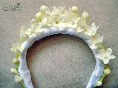 virág tiara stephanotisból (fehér)