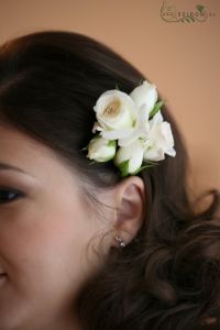 hair flowers, spray roses (white)