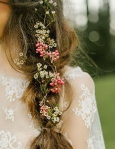 hair flowers, wax (pink, white)