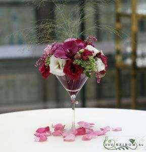 koktélpoharas virág dekor, Gresham , esküvő