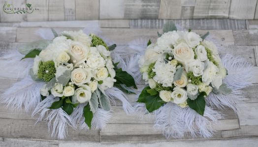Centerpiece with feathers, great gatsby style (white), wedding 1pc