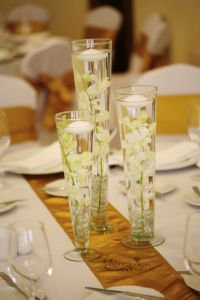 Úszó dendrobium asztaldísz, 1 szett - 3db, Ádám villa Budapest ( fehér ), esküvő