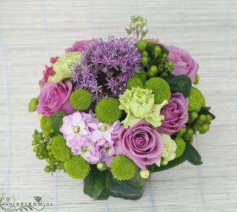 purple - green centerpiece, wedding