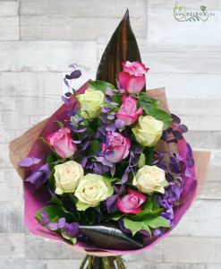 Purple rose tall bouquet (10 stems)