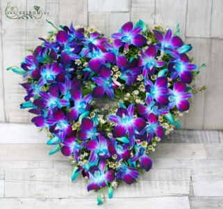 Blumenherz mit blauen dendrobium Orchideen (20cm)