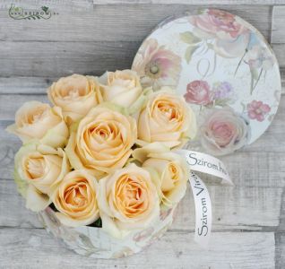 Peach roses in box (9 stems)