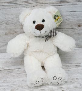 Plush teddy with checkered ribbon (25cm)