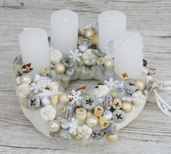 Pasztell arany adventi koszorú szarvasokkal (23 cm)