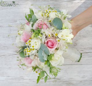 bridal bouquet (roses, astilbe, chamomilla, white, pink )