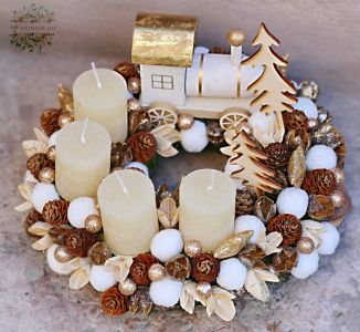 Adventi koszorú vonattal (22 cm)
