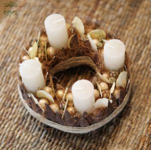 Adventi koszorú természetes, barnás