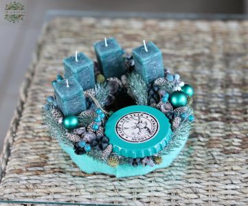 Adventi koszorú szarvasos, kék