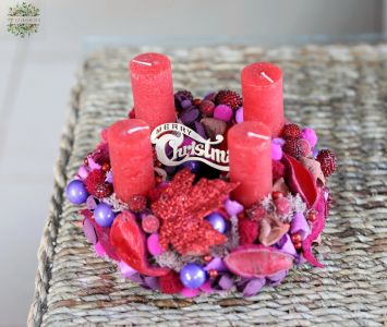 Adventi koszorú piros lila málnás