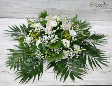 autódísz (orchidea, rezgő, liziantusz, zöld, fehér)