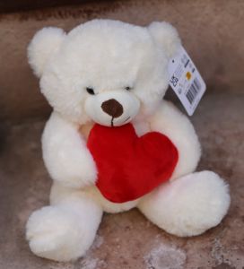 Weisse Plüsch Teddy mit Herz (23cm)