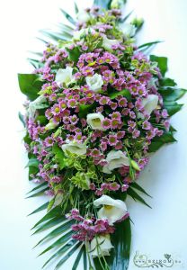 Main table centerpiece (santini, lisianthus, purple), wedding