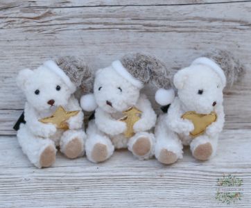 kicsi karácsonyi maci, fehér (10cm)